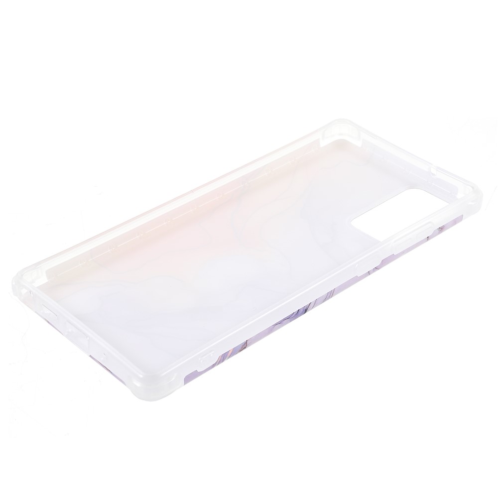 Stylish Marble Shockproof IMD Laser Four Corner Anti-fall TPU+PC Case for Samsung Galaxy Note 20 5G - CF4 Light Purple-7