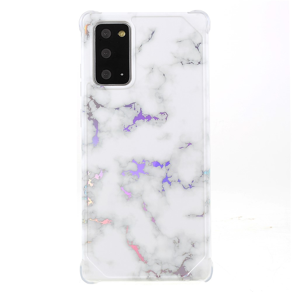 Stylish Marble Shockproof IMD Laser Four Corner Anti-fall TPU+PC Case for Samsung Galaxy Note 20 5G - CF2 White-2