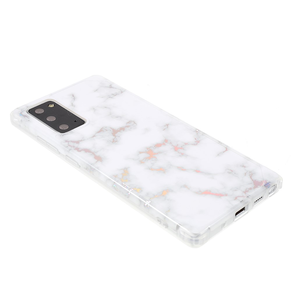 Stylish Marble Shockproof IMD Laser Four Corner Anti-fall TPU+PC Case for Samsung Galaxy Note 20 5G - CF2 White-4