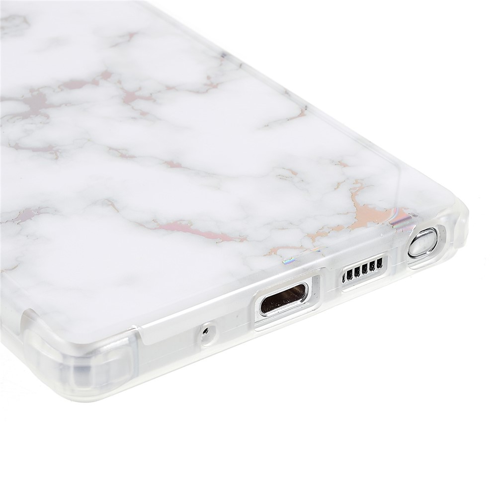 Stylish Marble Shockproof IMD Laser Four Corner Anti-fall TPU+PC Case for Samsung Galaxy Note 20 5G - CF2 White-5