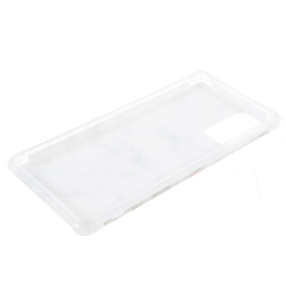 Stylish Marble Shockproof IMD Laser Four Corner Anti-fall TPU+PC Case for Samsung Galaxy Note 20 5G - CF2 White-7