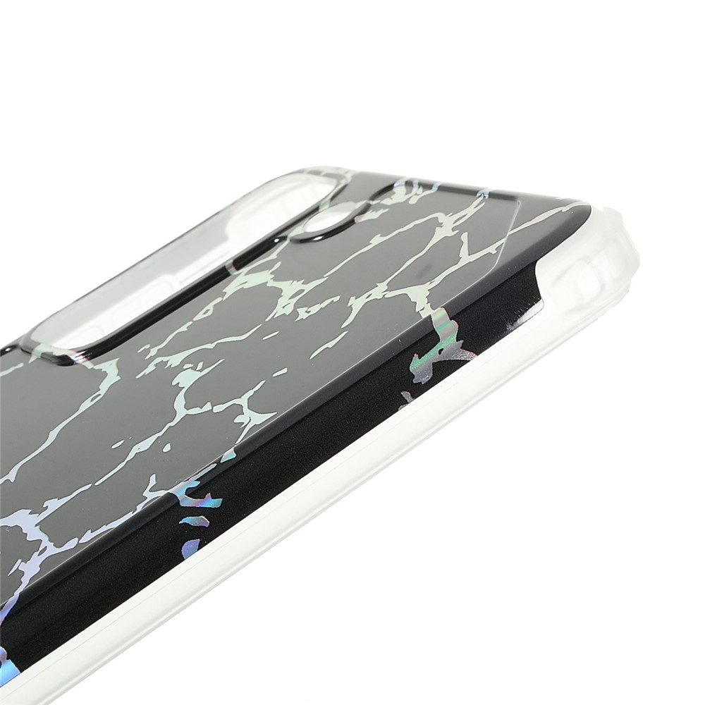 For Samsung Galaxy S21 5G Thickened Four Corner Case Anti-fall Marble IMD Laser TPU+PC Cover Shell - CF1 Black-8