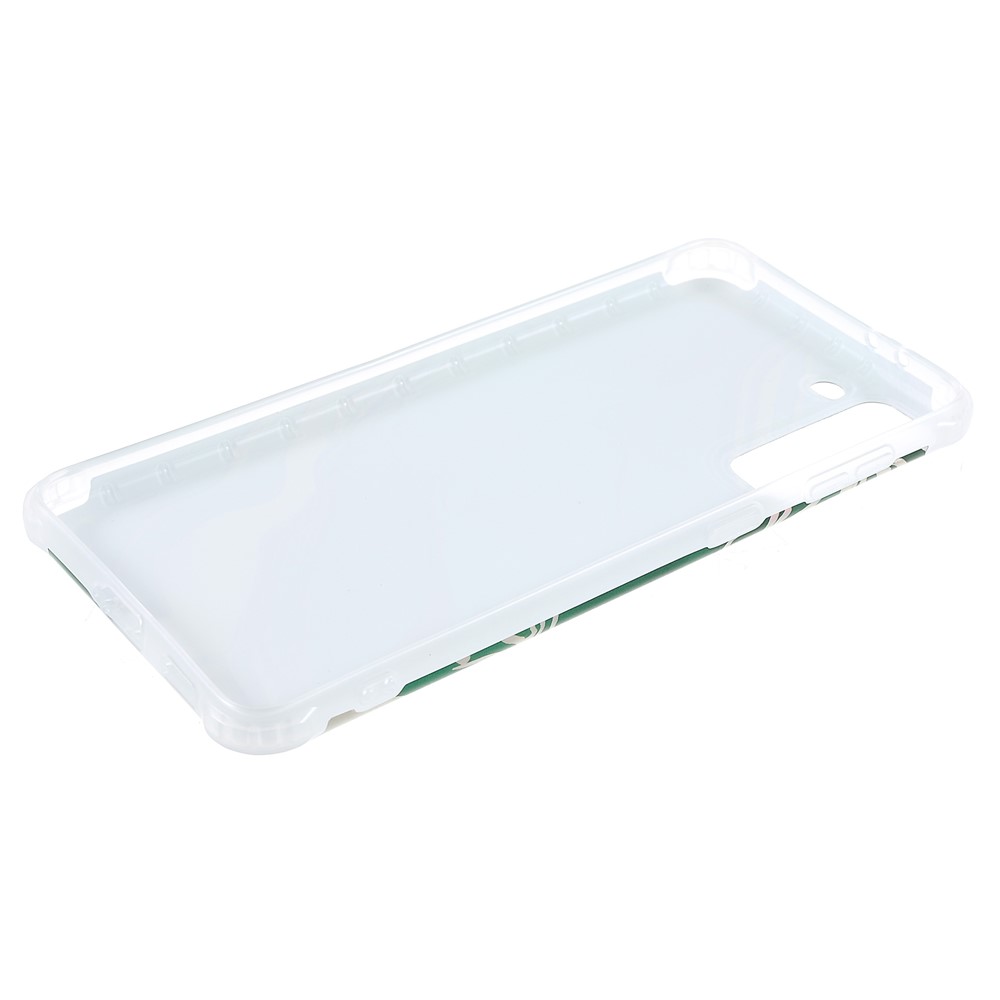 For Samsung Galaxy S21 5G Thickened Four Corner Case Anti-fall Marble IMD Laser TPU+PC Cover Shell - CF6 Green-7