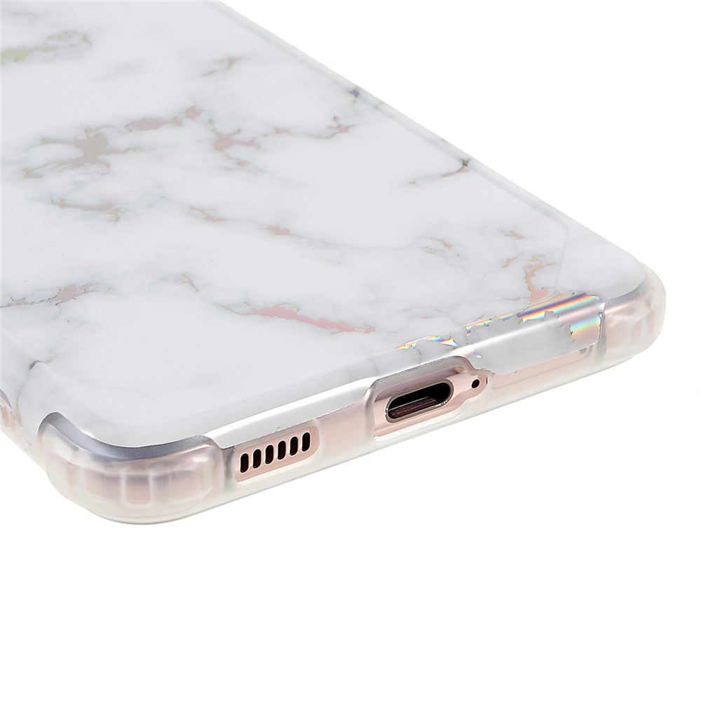 For Samsung Galaxy S21 5G Thickened Four Corner Case Anti-fall Marble IMD Laser TPU+PC Cover Shell - CF2 White-5