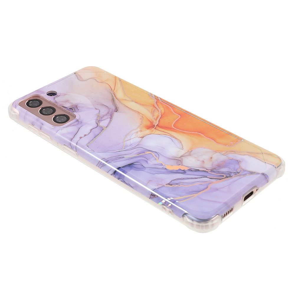 Lightweight Shockproof Marble IMD Laser Thickened Four Corner TPU+PC Case Cover for Samsung Galaxy S21+ 5G - CF4 Light Purple-4