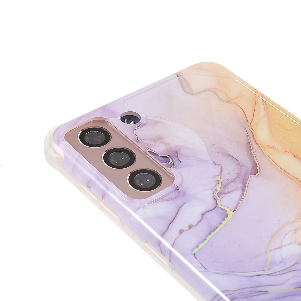 Lightweight Shockproof Marble IMD Laser Thickened Four Corner TPU+PC Case Cover for Samsung Galaxy S21+ 5G - CF4 Light Purple-6