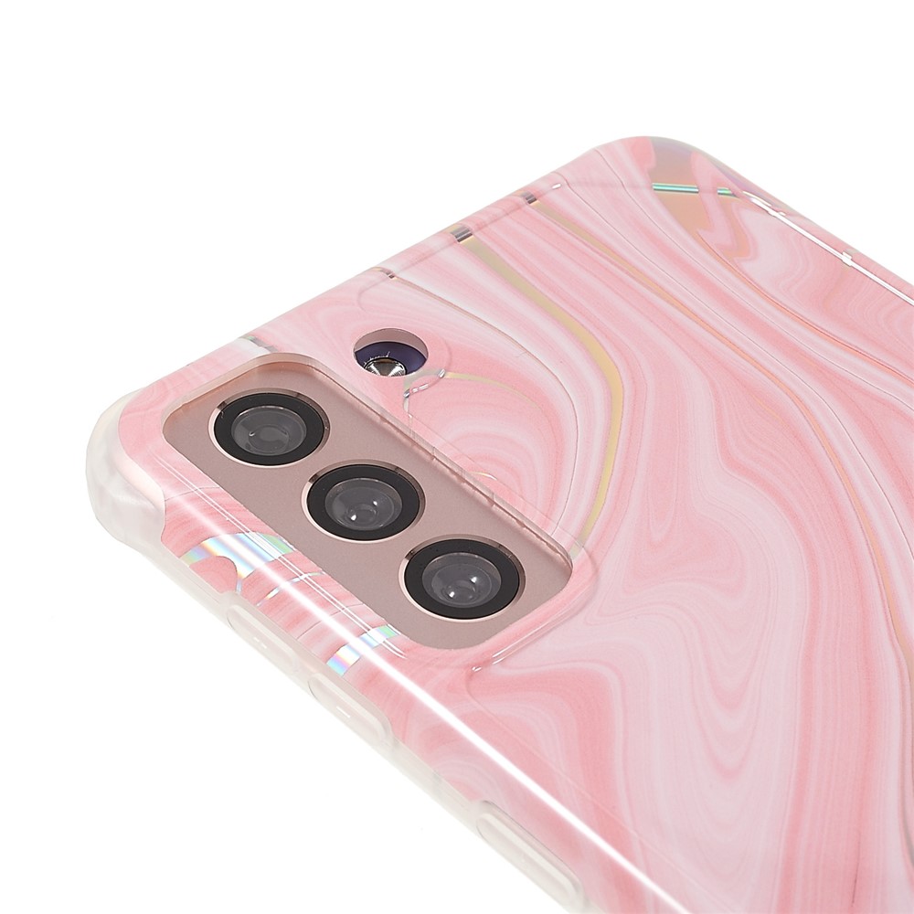 Lightweight Shockproof Marble IMD Laser Thickened Four Corner TPU+PC Case Cover for Samsung Galaxy S21+ 5G - CF3 Pink-6