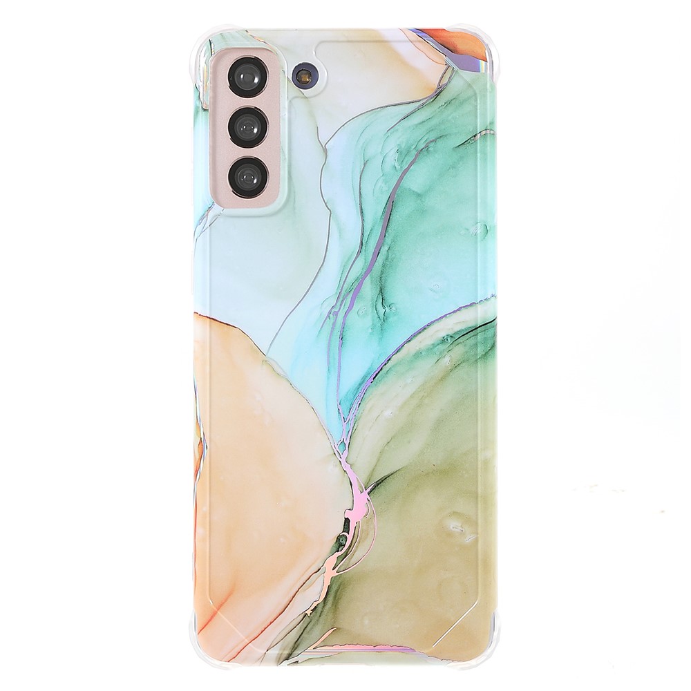 Lightweight Shockproof Marble IMD Laser Thickened Four Corner TPU+PC Case Cover for Samsung Galaxy S21+ 5G - CF5 Multicolor-2