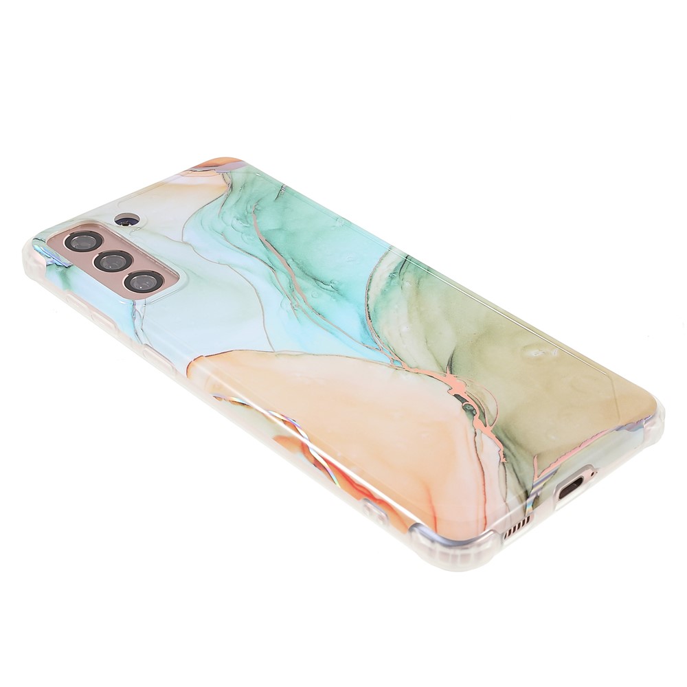 Lightweight Shockproof Marble IMD Laser Thickened Four Corner TPU+PC Case Cover for Samsung Galaxy S21+ 5G - CF5 Multicolor-4