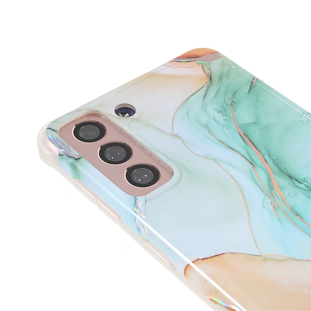 Lightweight Shockproof Marble IMD Laser Thickened Four Corner TPU+PC Case Cover for Samsung Galaxy S21+ 5G - CF5 Multicolor-6