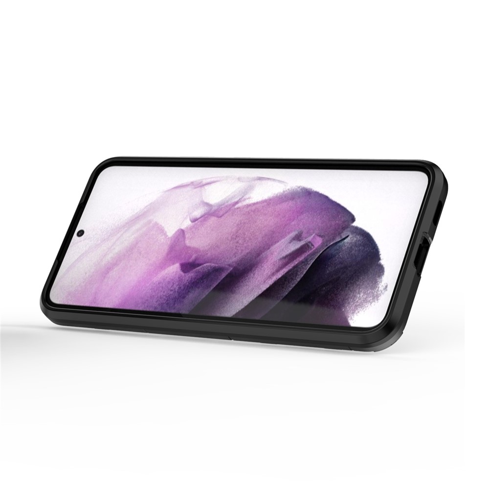 Ring Holder Kickstand Soft TPU Hard PC Scratch-Resistant Protective Back Cover for Samsung Galaxy S22 - Black-3