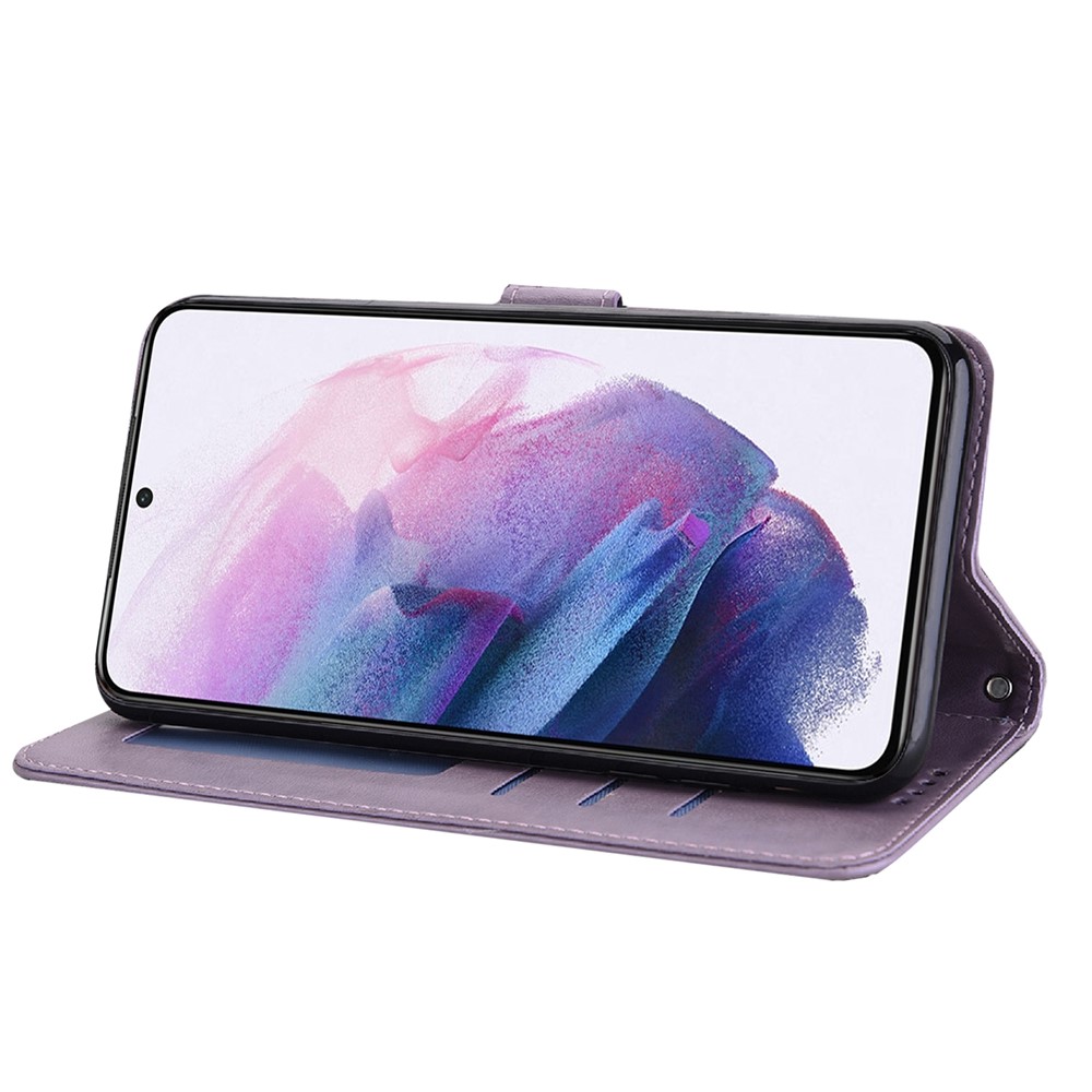 Deer Tree Pattern Imprint PU Leather Wallet Stand Phone Protective Case Cover for Samsung Galaxy A33 5G - Purple-5