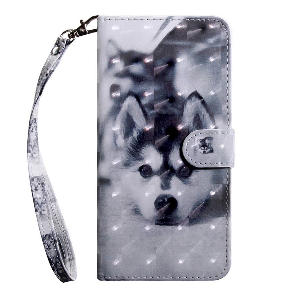 3D Pattern Printing PU Leather Wallet Stand Feature Flip Protective Cover with Strap for Samsung Galaxy A53 5G - Dog-2
