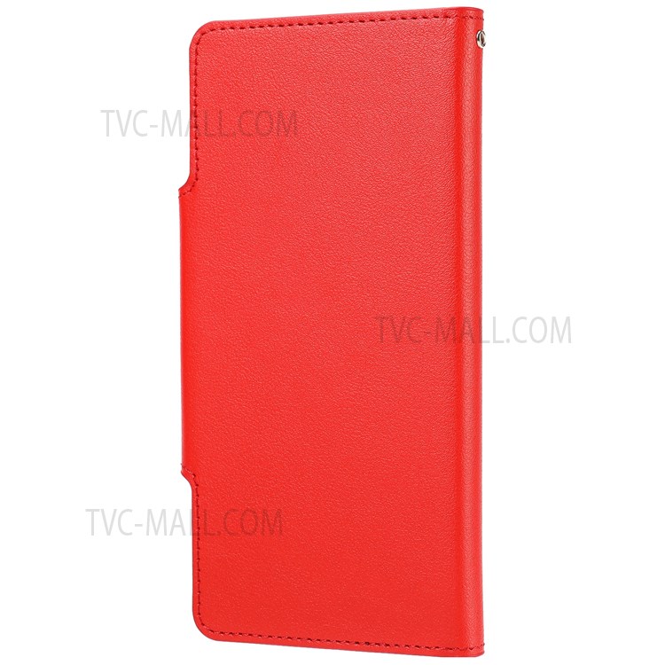 Ultra-thin Detachable Drop-proof Leather Wallet Phone Case Shell for Samsung Galaxy S22 - Red-3
