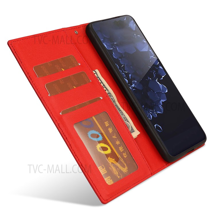 Ultra-thin Detachable Drop-proof Leather Wallet Phone Case Shell for Samsung Galaxy S22 - Red-4