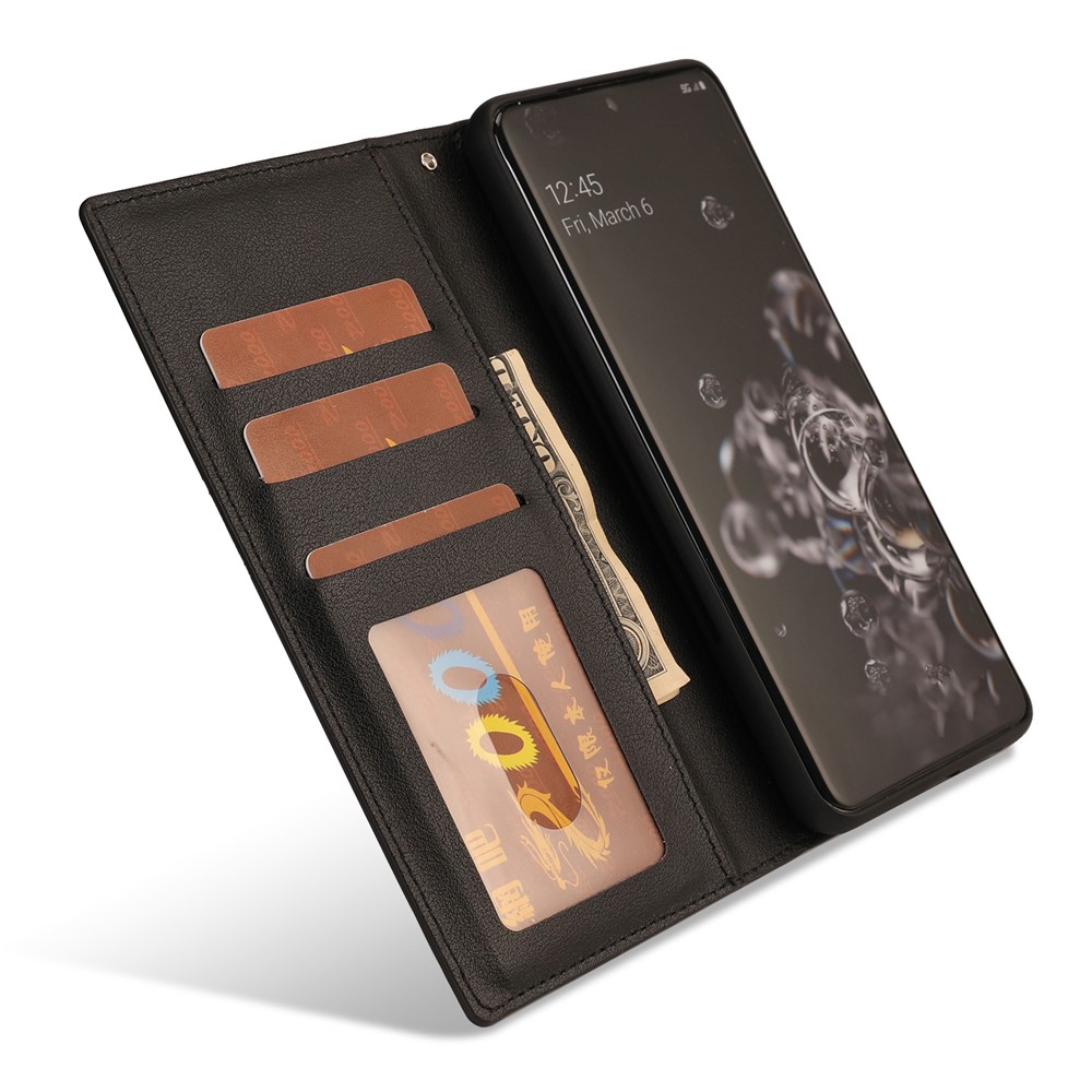 Ultra-thin Detachable Drop-proof Leather Wallet Phone Protective Case Cover for Samsung Galaxy S22 Ultra - Black-4
