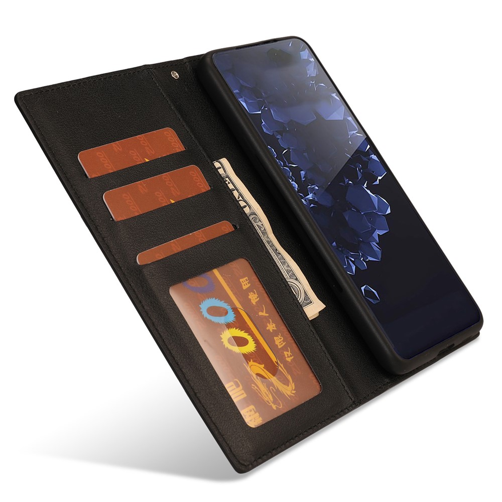 Ultra-thin Detachable Leather Wallet Mobile Phone Protective Case Shell for Samsung Galaxy S22 Plus - Black-4