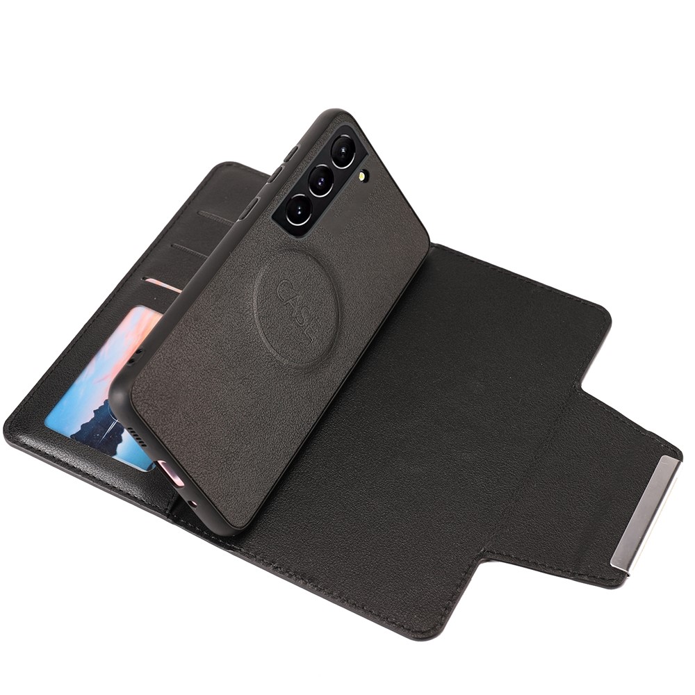 Ultra-thin Detachable Leather Wallet Mobile Phone Protective Case Shell for Samsung Galaxy S22 Plus - Black-5