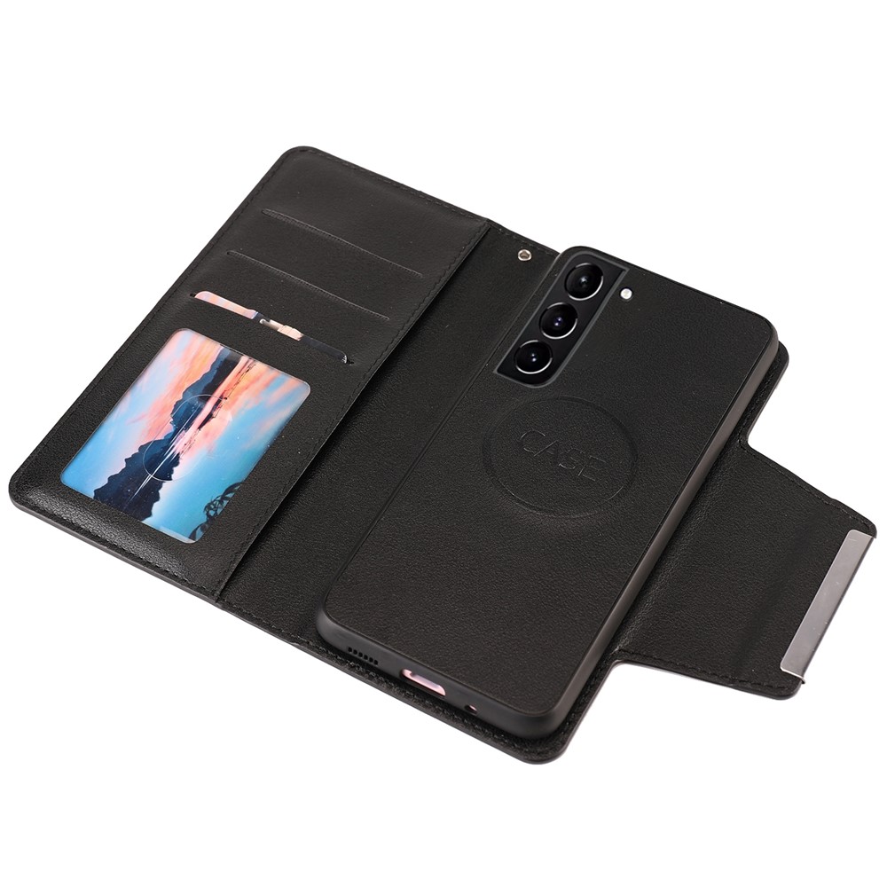 Ultra-thin Detachable Leather Wallet Mobile Phone Protective Case Shell for Samsung Galaxy S22 Plus - Black-6