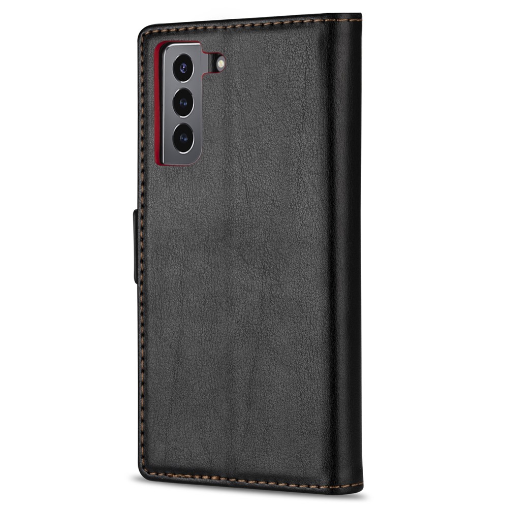 N.BEKUS Shockproof Flip Phone Cover Wallet Stand Shockproof Skin-Touch Feeling Magnetic Clasp PU Leather+TPU Phone Case for Samsung Galaxy S22 - Black-3