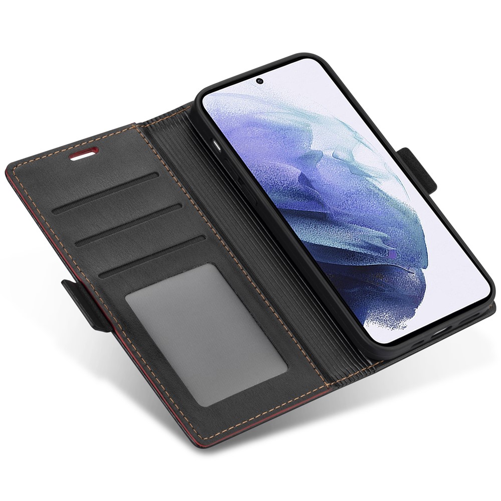 N.BEKUS Shockproof Flip Phone Cover Wallet Stand Shockproof Skin-Touch Feeling Magnetic Clasp PU Leather+TPU Phone Case for Samsung Galaxy S22 - Black-6