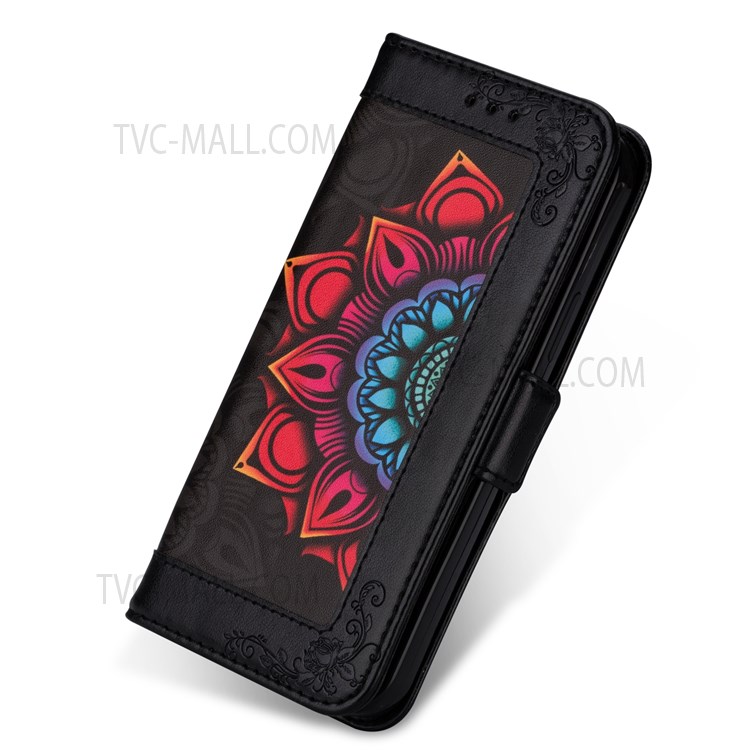 Flower Patterned Wallet Design Anti-fall Magnetic Closure PU Leather Protective Phone Case with Multiple Slots for Samsung Galaxy S22 - Black-8