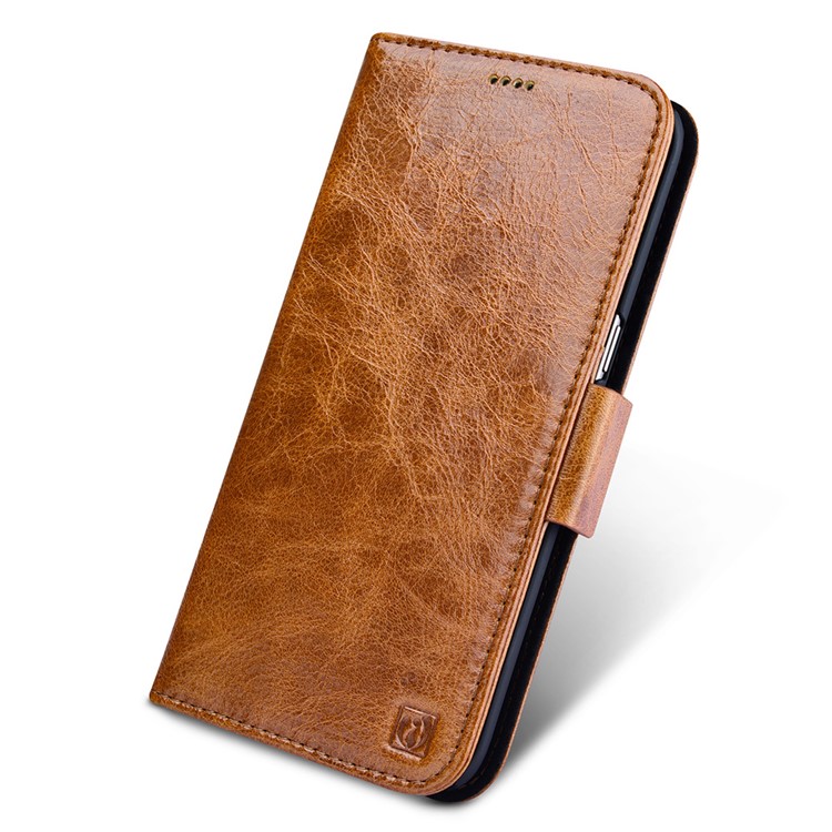 ICARER Масляный Воск Натуральная Кожа Съемная Крышка Для Samsung S7 Край G935 - Коричневый-3