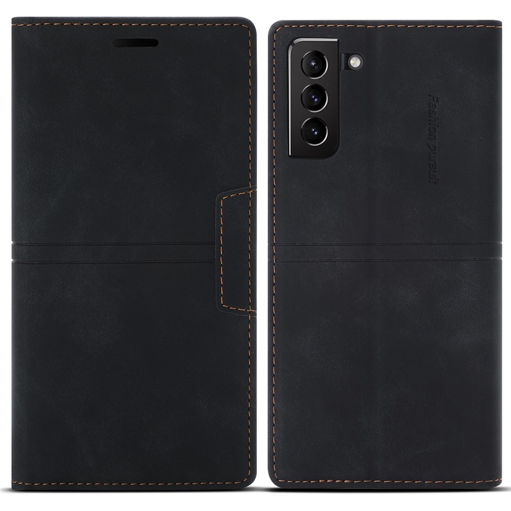 Auto-absorbed Scratch Resistant Fantasy TPU+PU Leather Phone Wallet Cover Shell for Samsung Galaxy S22 - Black-1