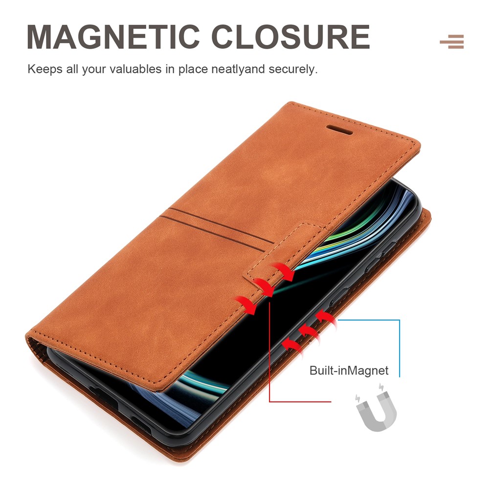 Auto-absorbed Well-protected Fantasy TPU+PU Leather Phone Wallet Cover with Stand for Samsung Galaxy A13 5G - Brown-7