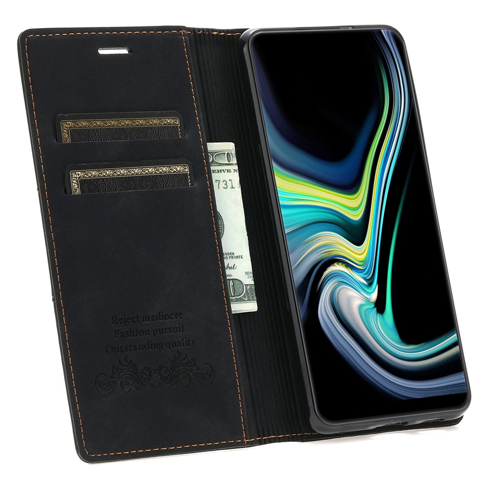 Auto-absorbed Fantasy Folio Flip Case Wallet TPU+PU Leather Phone Cover with Stand for Samsung Galaxy S22 Ultra - Black-4