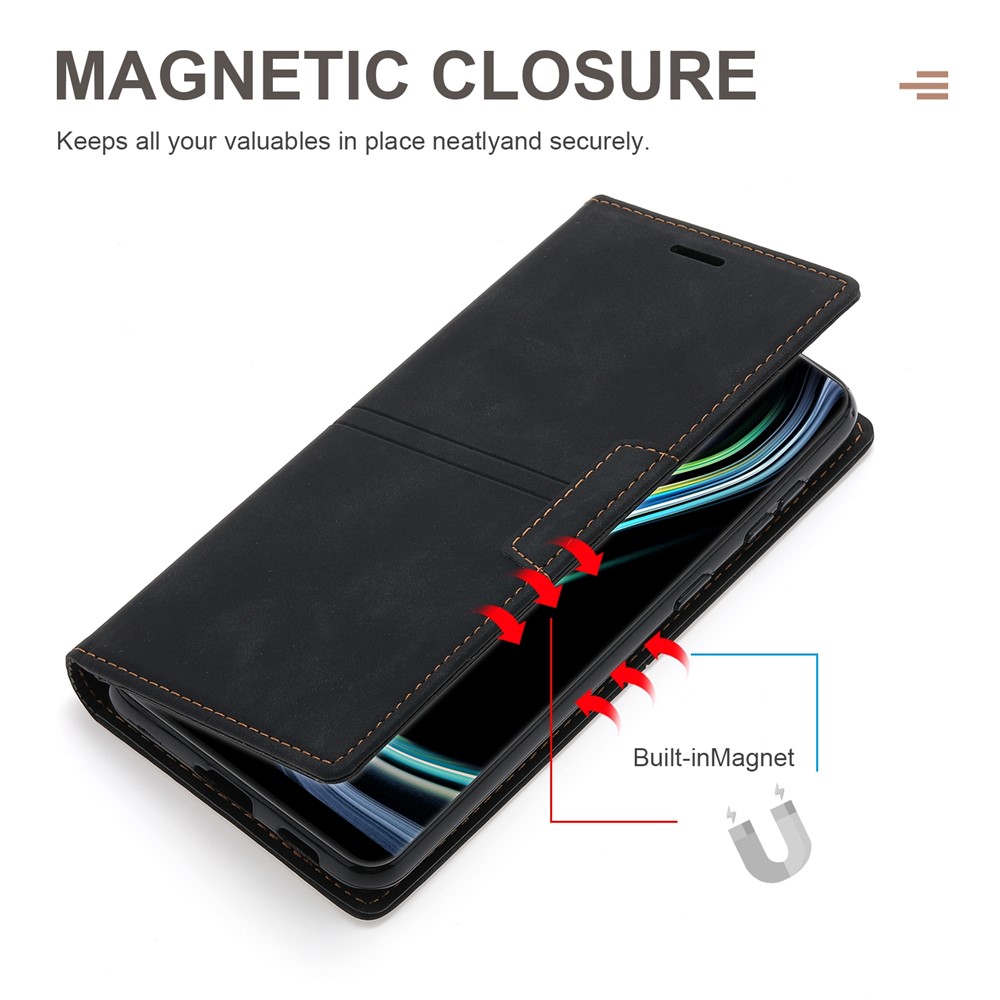 Auto-absorbed Fantasy Folio Flip Case Wallet TPU+PU Leather Phone Cover with Stand for Samsung Galaxy S22 Ultra - Black-7