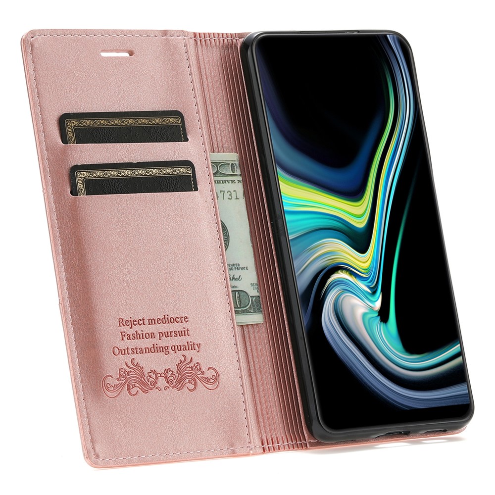 Auto-absorbed Fantasy Folio Flip Case Wallet TPU+PU Leather Phone Cover with Stand for Samsung Galaxy S22 Ultra - Rose Gold-4