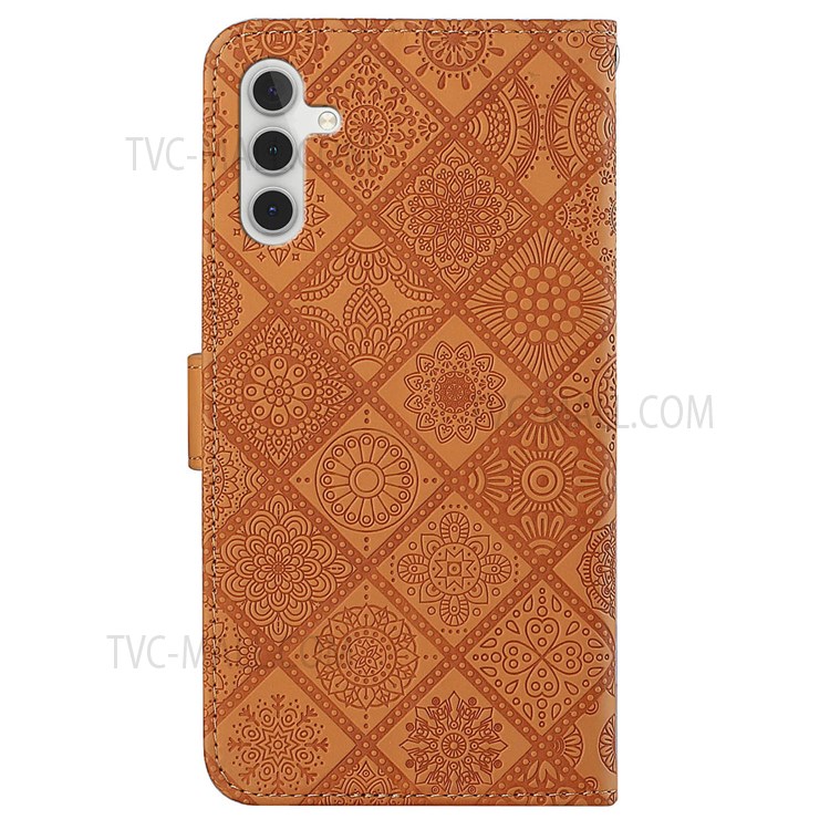PU Leather Ethnic Style Pattern Imprinted Wallet Case Full Protection Flip Stand Magnetic Cover with Strap for Samsung Galaxy A13 5G - Brown-3