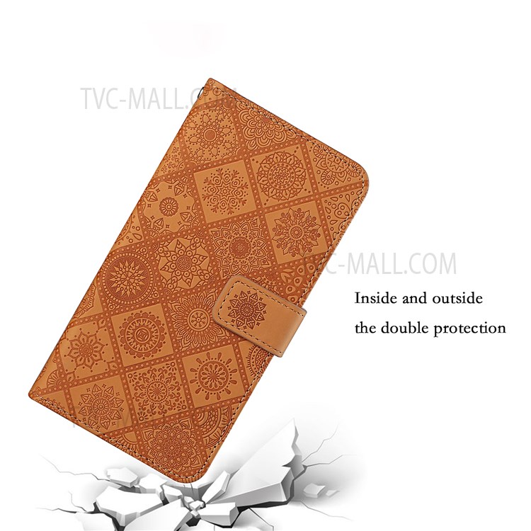 PU Leather Ethnic Style Pattern Imprinted Wallet Case Full Protection Flip Stand Magnetic Cover with Strap for Samsung Galaxy A13 5G - Brown-7