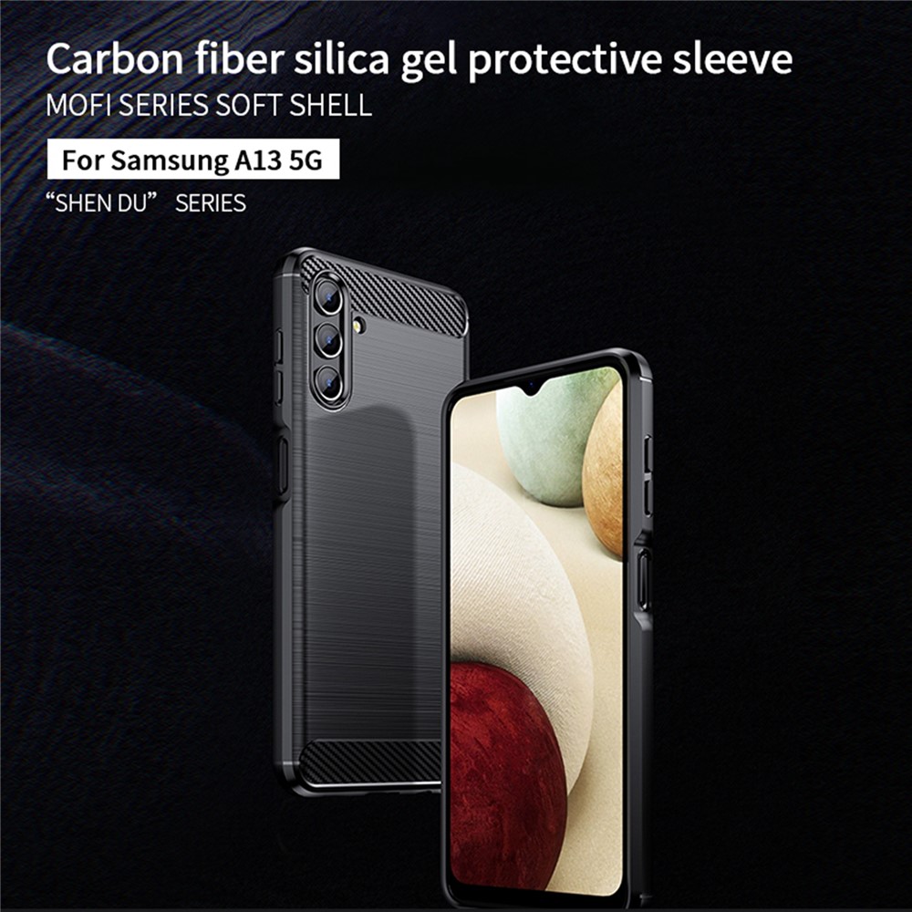 MOFI TPU Phone Cover Brushed Carbon Fiber Design Soft Well-Protected Case for Samsung Galaxy A13 5G - Black-3