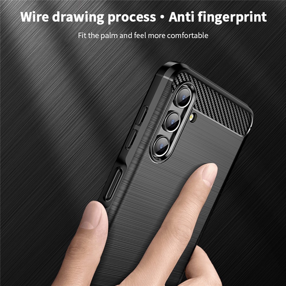 MOFI TPU Phone Cover Brushed Carbon Fiber Design Soft Well-Protected Case for Samsung Galaxy A13 5G - Black-7