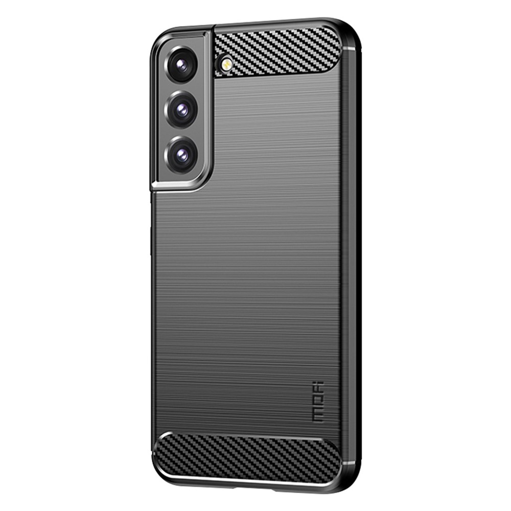 MOFI For Samsung Galaxy S22 Plus Brushed Carbon Fiber Design Soft TPU Cover Well-Protected Phone Case - Black-2