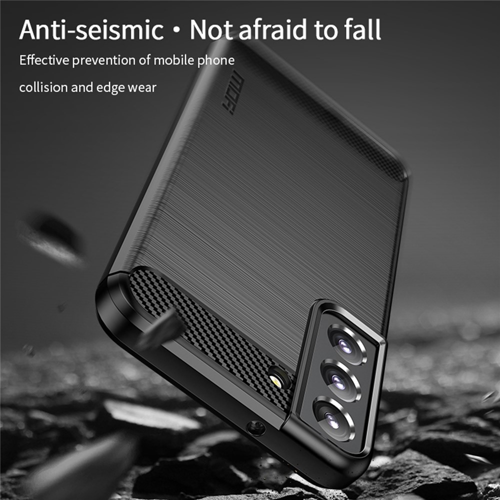 MOFI For Samsung Galaxy S22 Plus Brushed Carbon Fiber Design Soft TPU Cover Well-Protected Phone Case - Black-5