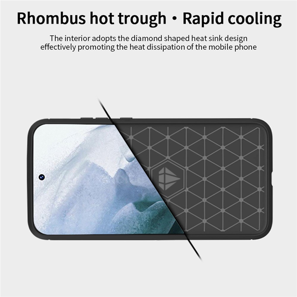 MOFI For Samsung Galaxy S22 Plus Brushed Carbon Fiber Design Soft TPU Cover Well-Protected Phone Case - Black-6