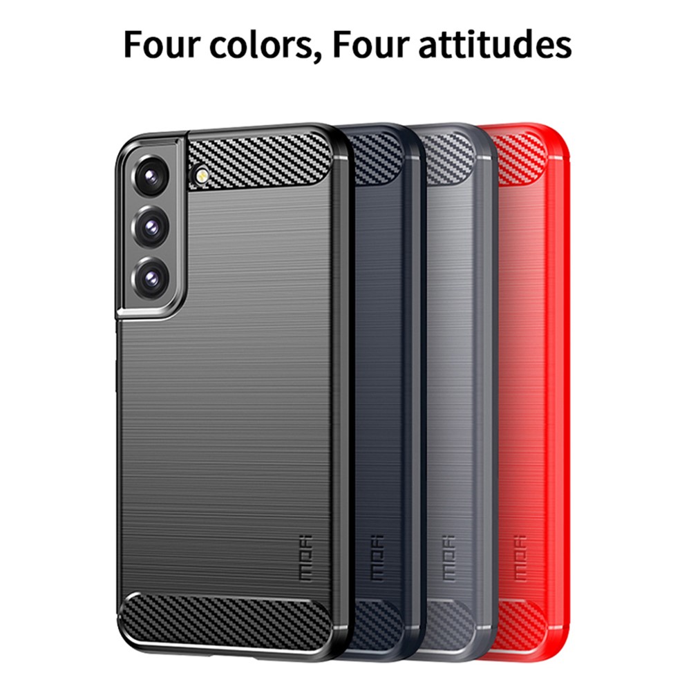 MOFI For Samsung Galaxy S22 Plus Brushed Carbon Fiber Design Soft TPU Cover Well-Protected Phone Case - Black-9
