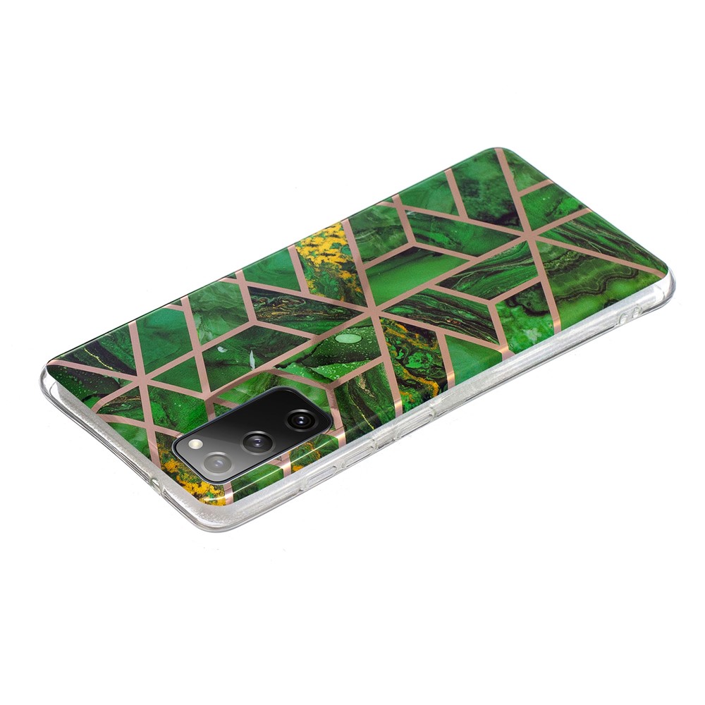 IMD TPU Cell Phone Case Electroplating Phone Cover with Various Pattern for Samsung Galaxy A03s (166.5 x 75.98 x 9.14mm) - Rhombus/Green-2