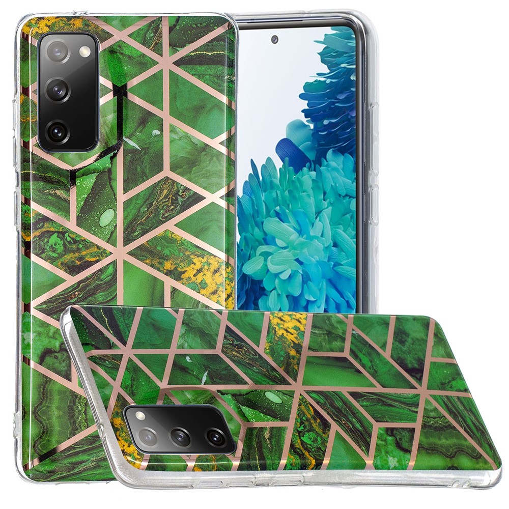 IMD TPU Cell Phone Case Electroplating Phone Cover with Various Pattern for Samsung Galaxy A03s (166.5 x 75.98 x 9.14mm) - Rhombus/Green-3
