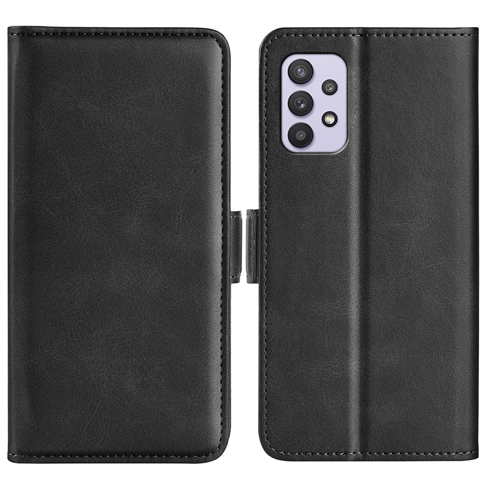 Flip Folio PU Leather Cover Stand Case with Double Magnetic Clasps with Wallet Feature for Samsung Galaxy A53 5G - Black-1