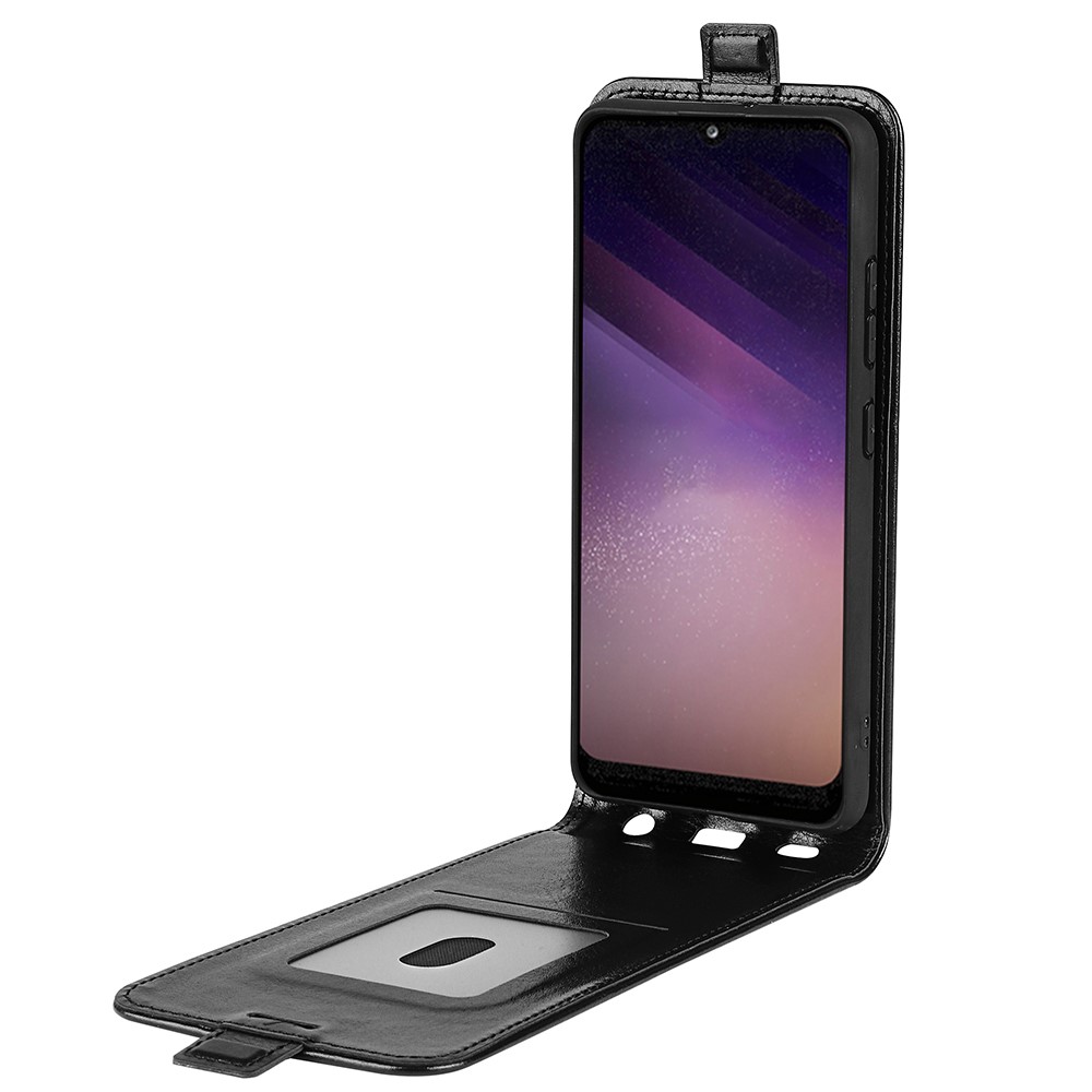 Crazy Horse Texture Phone Case Card Slot Scratch-resistant Leather Shell with Vertical Flip for Samsung Galaxy A03 (EU Version) - Black-4