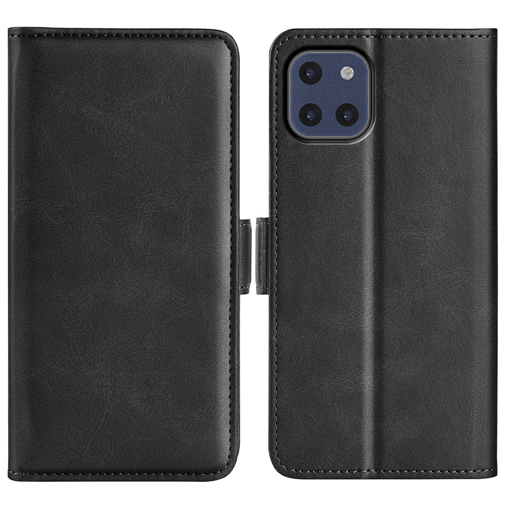 Leather Case Wallet Stand Folio Flip Phone Protector Shell for Samsung Galaxy A03 (EU Version) - Black-1