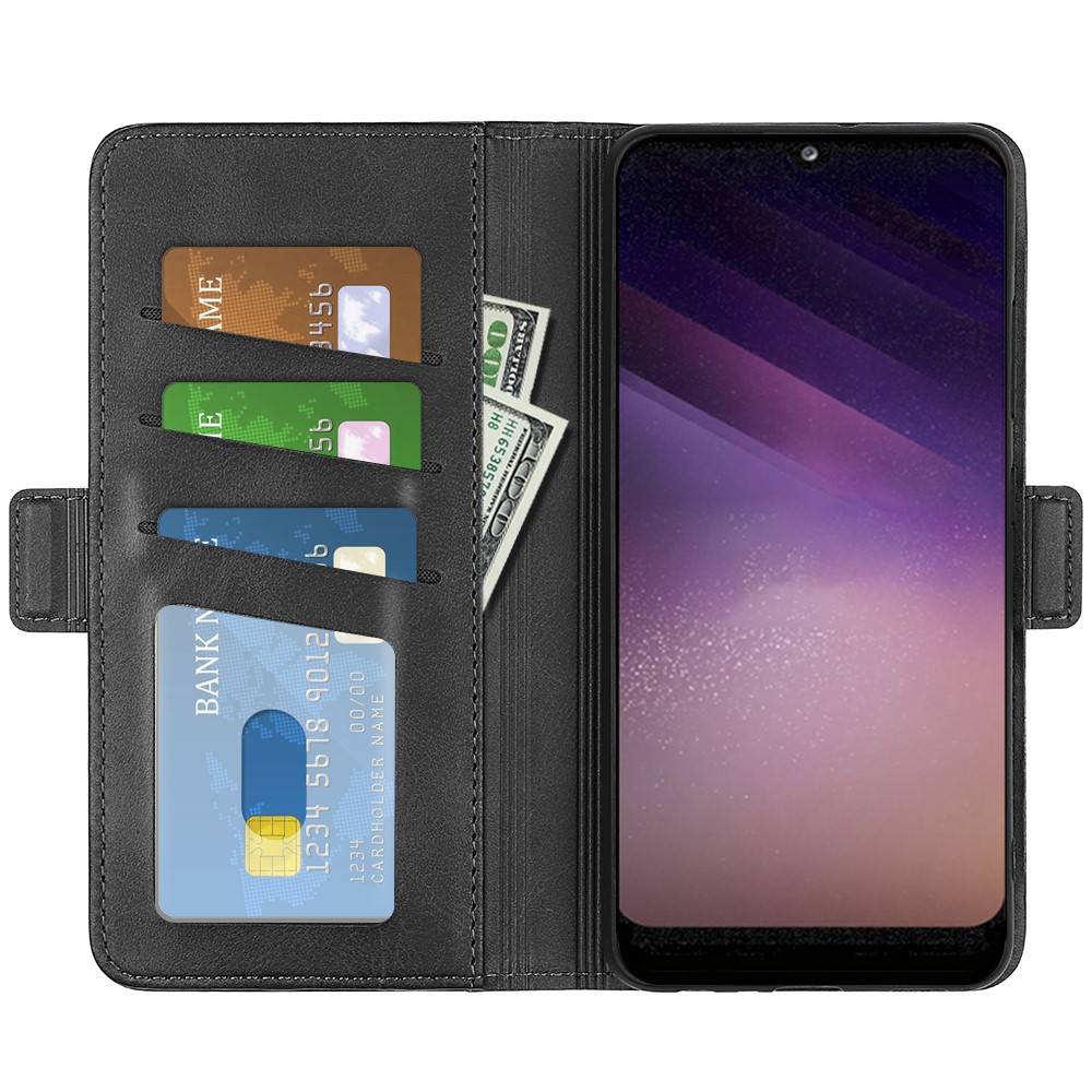 Leather Case Wallet Stand Folio Flip Phone Protector Shell for Samsung Galaxy A03 (EU Version) - Black-4