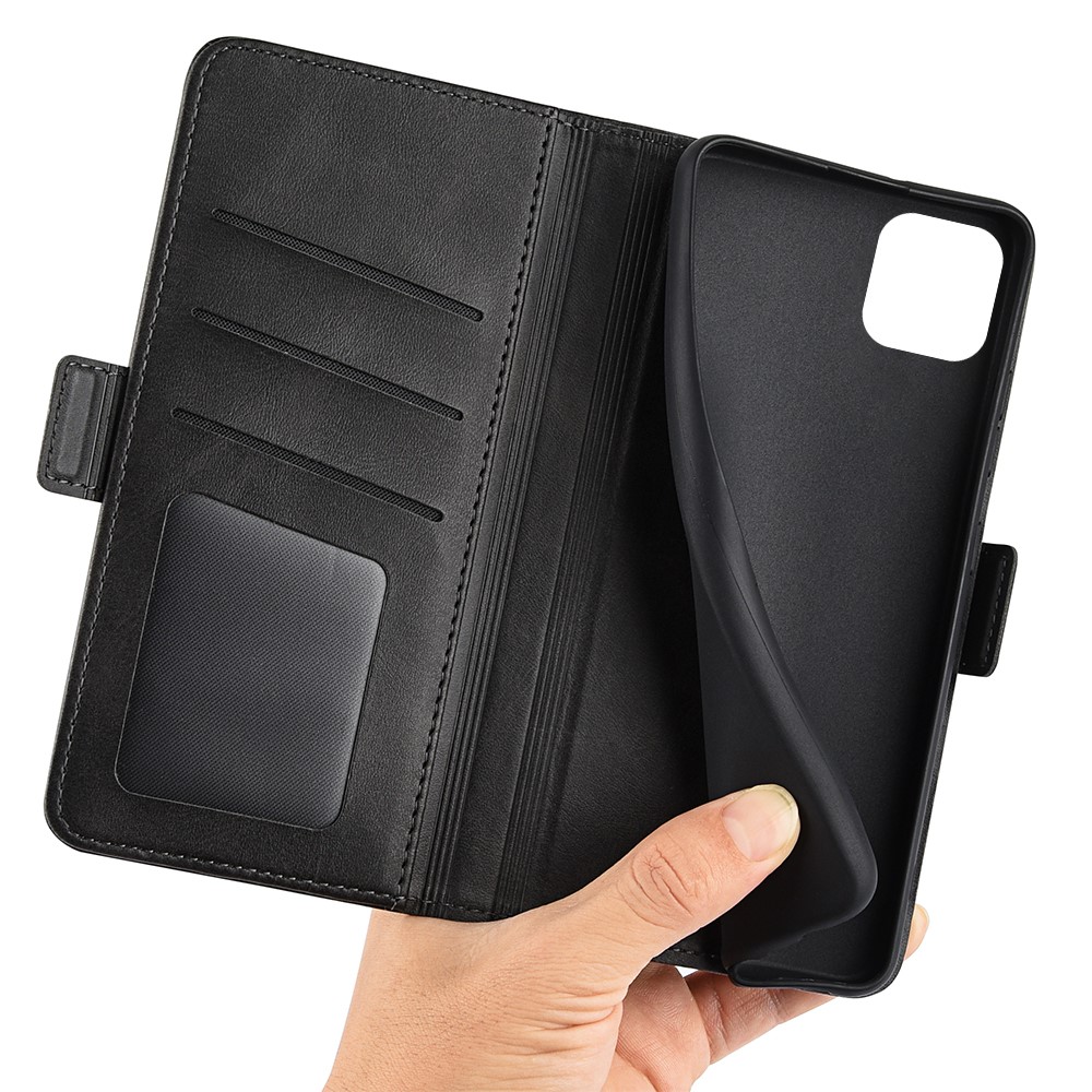 Leather Case Wallet Stand Folio Flip Phone Protector Shell for Samsung Galaxy A03 (EU Version) - Black-7