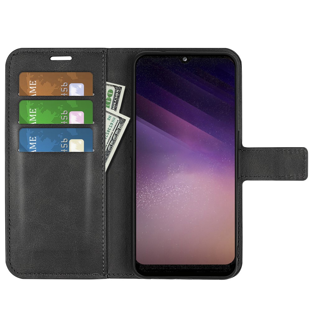 Magnetic Clasp Drop-proof PU Leather + TPU Interior Phone Case Stand Wallet Cover for Samsung Galaxy A03 (EU Version) - Black-4