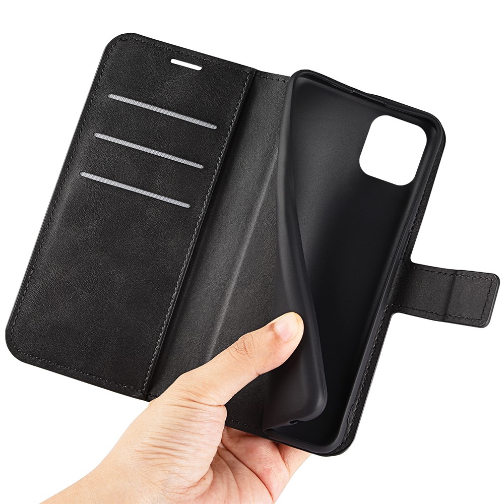 Magnetic Clasp Drop-proof PU Leather + TPU Interior Phone Case Stand Wallet Cover for Samsung Galaxy A03 (EU Version) - Black-7