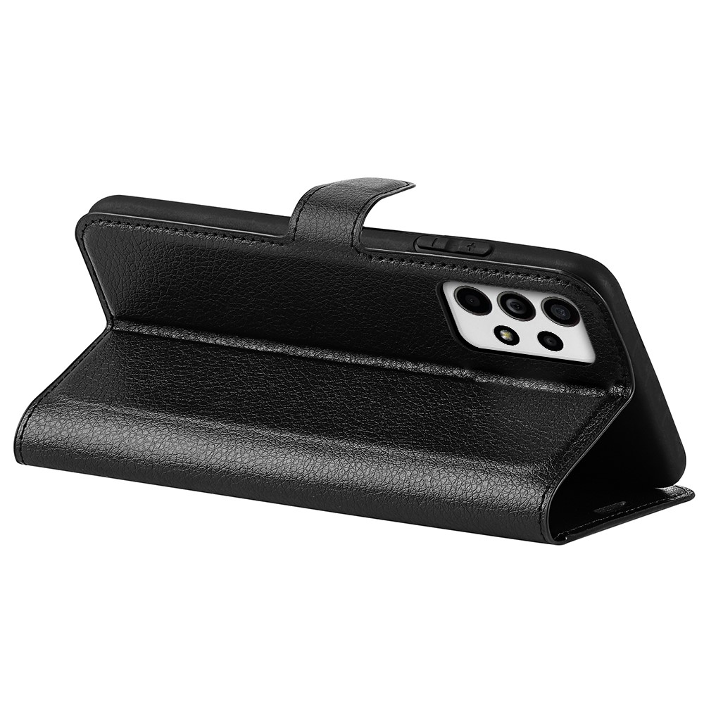 Litchi Texture PU Leather Magnetic Clasp Protective Phone Cover with Stand Wallet for Samsung Galaxy A33 5G - Black-6